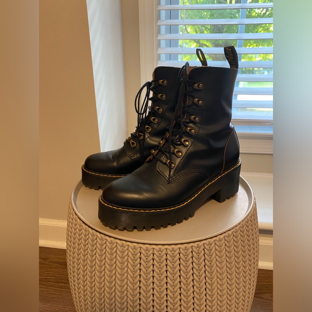 Dr. Martens Leona black leather boots